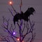 2ft. Pre-Lit Artificial Halloween Black Spooky Twig Tree with Bats and 40 Orange & Purple LED Lights